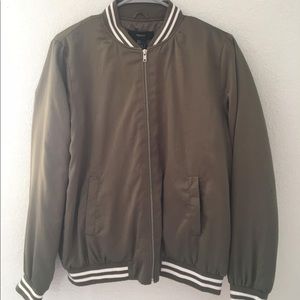 Forever 21 Army Green Silk Bomber Jacket